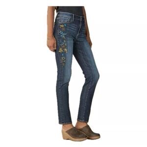 Driftwood Audrey Cassia‎ Straight Leg Floral Embroidered Jeans Dark Wash 29x29*